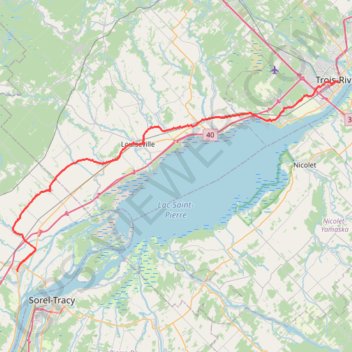 Berthierville - Trois-Rivières trail, distance, elevation, map, profile, GPS track