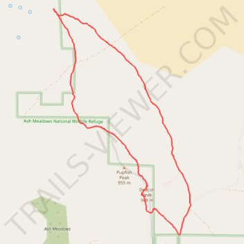 Ash Meadows National Wildlife Refuge: Longstreet Peak - Deacon Peak Loop Hike trail, distance, elevation, map, profile, GPS track