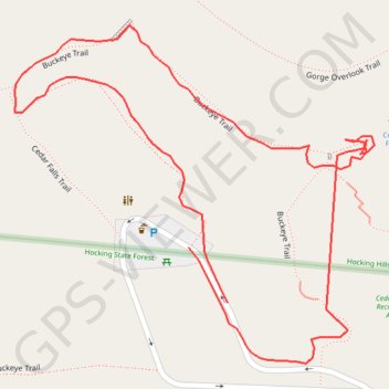 Hocking Hills Cedar Falls Trail trail, distance, elevation, map, profile, GPS track