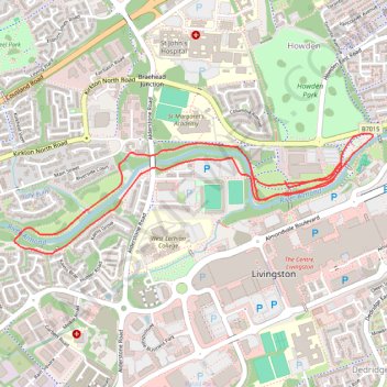 River Almond riverside paths trail, distance, elevation, map, profile, GPS track