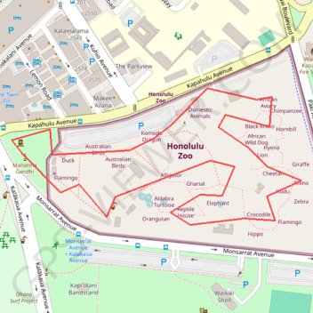 Honolulu, HI, USA - Honolulu Zoo trail, distance, elevation, map, profile, GPS track