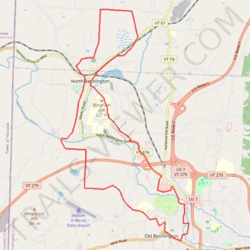 Bicycle loop ride between Bennington and North Bennington trail, distance, elevation, map, profile, GPS track