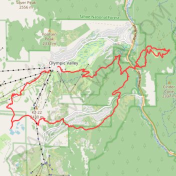 Thunder Mountain Trail, Five Lakes Trail, Bear Creek Trail and Western States Trail Loop in Tahoe National Forest trail, distance, elevation, map, profile, GPS track