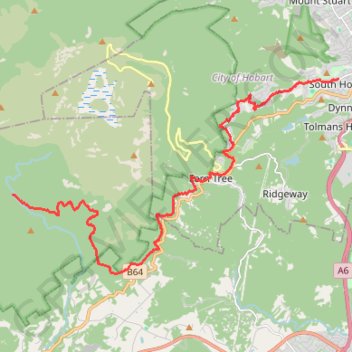 South Hobart - Wellington Park - Pipeline Track trail, distance, elevation, map, profile, GPS track