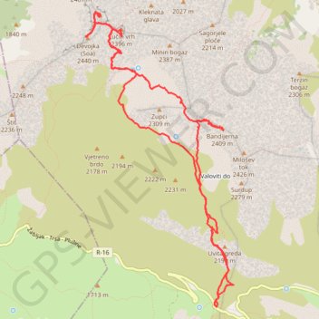 Durmitor: Bobotov kuk i Bandijerna. trail, distance, elevation, map, profile, GPS track