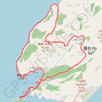 響巖 東樓坑 墨洲洞 trail, distance, elevation, map, profile, GPS track
