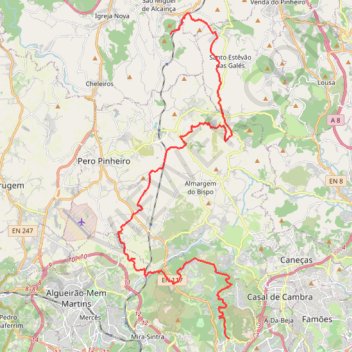 Belas-Moinhos trail, distance, elevation, map, profile, GPS track
