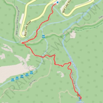 Alberta Falls Trail trail, distance, elevation, map, profile, GPS track