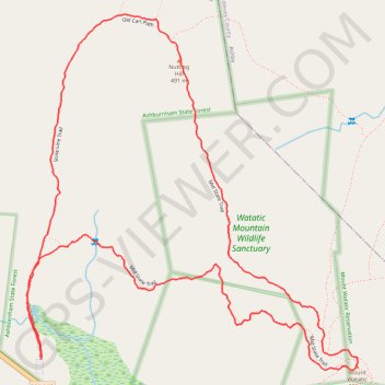 Mount Watatic and Nutting Hill Loop via Wapack Trail, Mid State Trail and State Line Trail in Watatic Mountain Wildlife Sanctuary trail, distance, elevation, map, profile, GPS track
