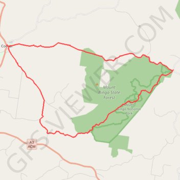 Cooyar - Mount Binga trail, distance, elevation, map, profile, GPS track