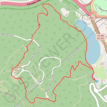 Bear Mountain Loop via Hessian Lake, Major Welch Trail, Perkins Memorial Tower and Appalachian Trail in Bear Mountain State Park trail, distance, elevation, map, profile, GPS track