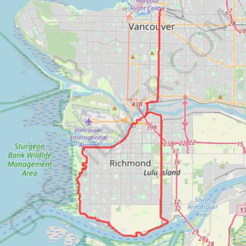 Vancouver - Richmond trail, distance, elevation, map, profile, GPS track