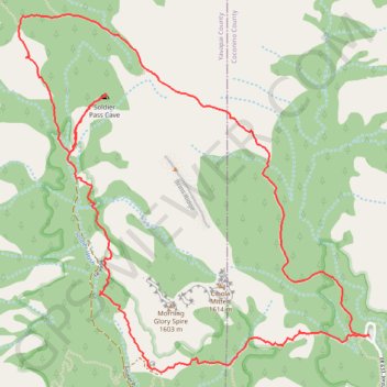 Cibola Pass, Soldier Pass and Brins Mesa loop trails via Seven Sacred Pools and Soldier Pass Cave trail, distance, elevation, map, profile, GPS track