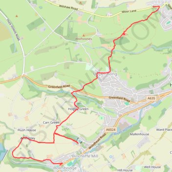 Netherthong to Holmebridge via Upperthong (HVCW) trail, distance, elevation, map, profile, GPS track