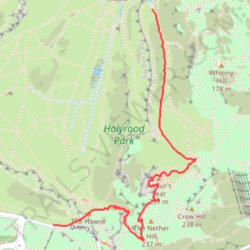 Arthur's Seat in Holyrood Park trail, distance, elevation, map, profile, GPS track