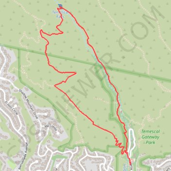 Temescal Falls trail, distance, elevation, map, profile, GPS track