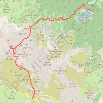 MNE-3: Sedlo - Bobotov kuk - Ice Cave - Crno jezero trail, distance, elevation, map, profile, GPS track