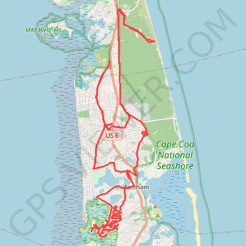 GravelBike CapeCod trail, distance, elevation, map, profile, GPS track