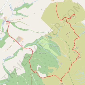 High Fell, Rouh Haw and Sharp Haw loop trail, distance, elevation, map, profile, GPS track